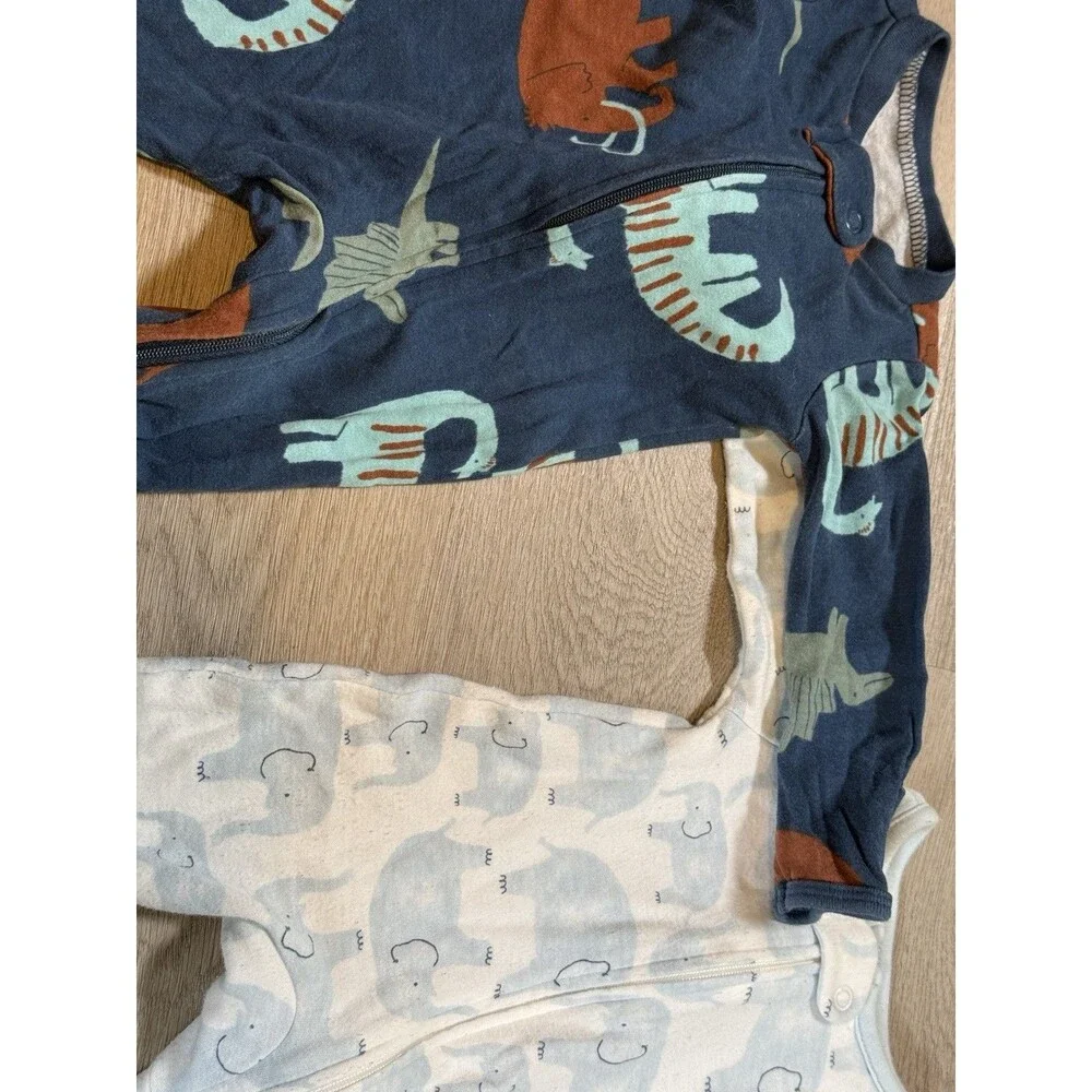 Just One You Carter's Footed Pajamas NB Newborn Lot 2 Sleep Play Elephant Dino
